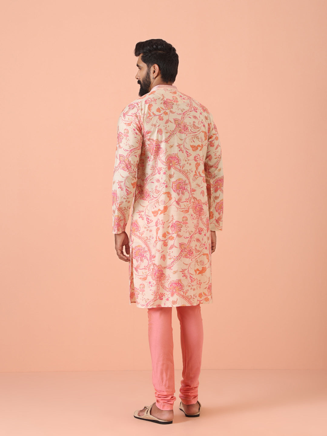 Cream Pink Floral Printed Kurta | SHOBITAM