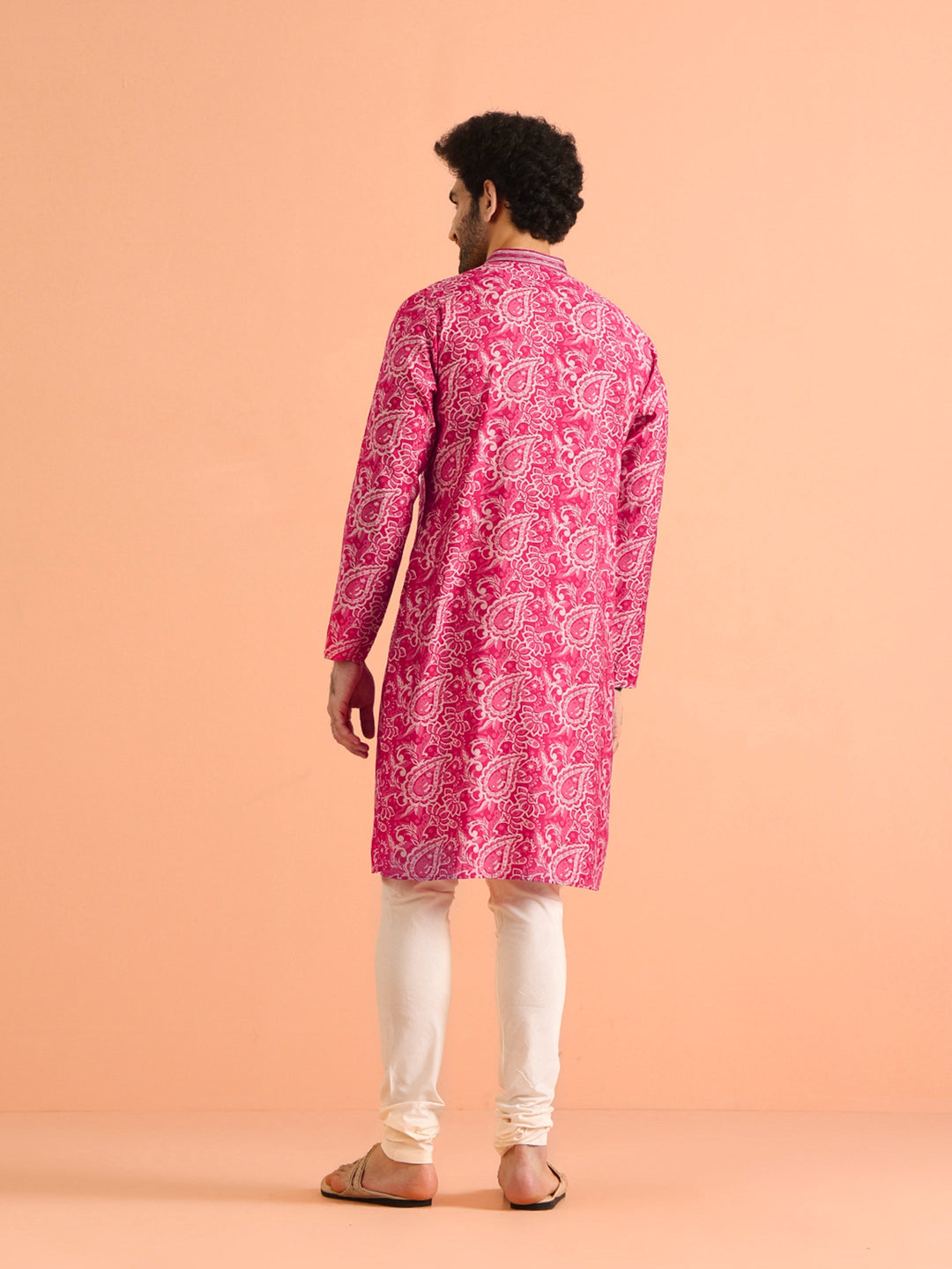 Pink Paisley Printed Silk Blend Kurta | SHOBITAM