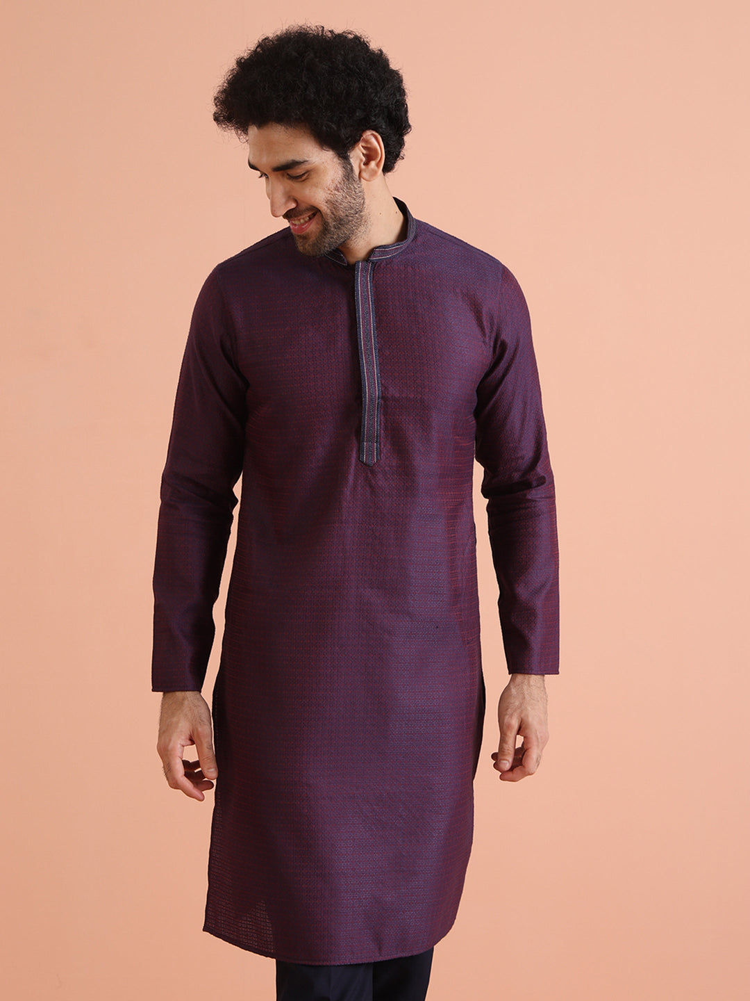 Silk Blend Jacquard Kurta | SHOBITAM