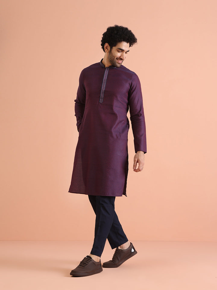 Silk Blend Jacquard Kurta | SHOBITAM