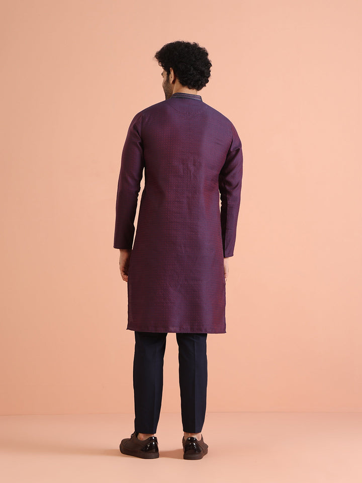 Silk Blend Jacquard Kurta | SHOBITAM