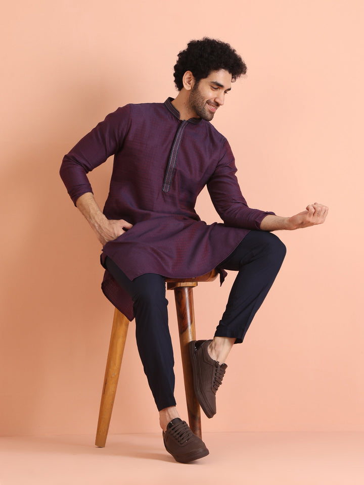 Silk Blend Jacquard Kurta | SHOBITAM
