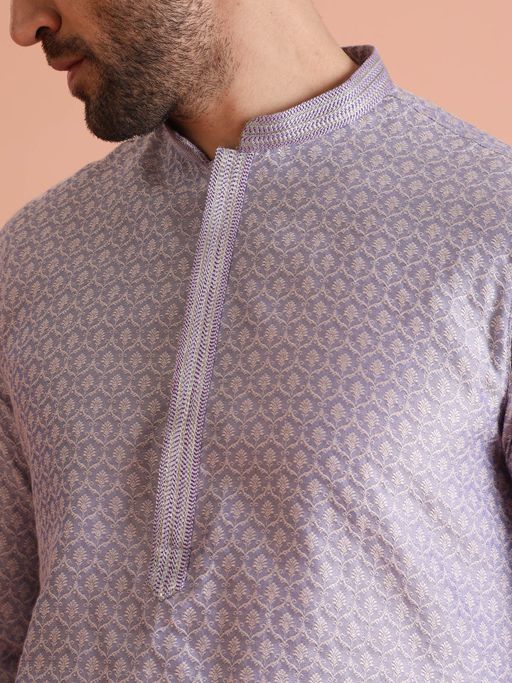 Lavender Printed Silk Blend Kurta | SHOBITAM