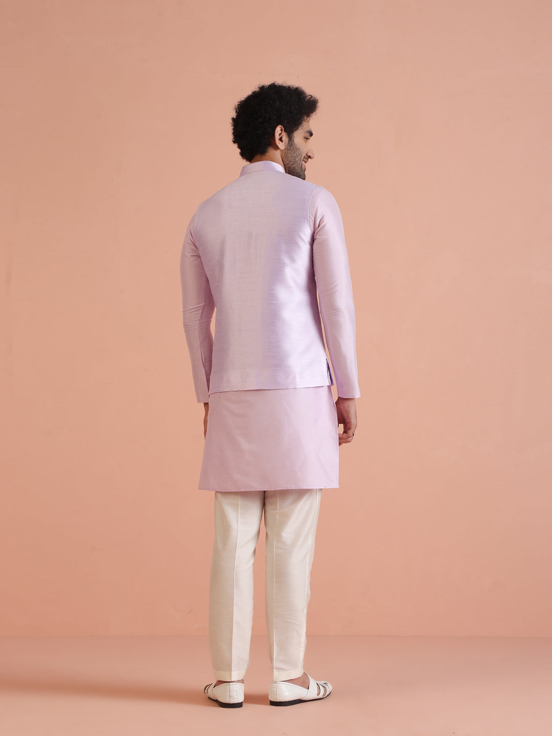 Lilac Thread Embroidered Nehru Jacket For Men | SHOBITAM