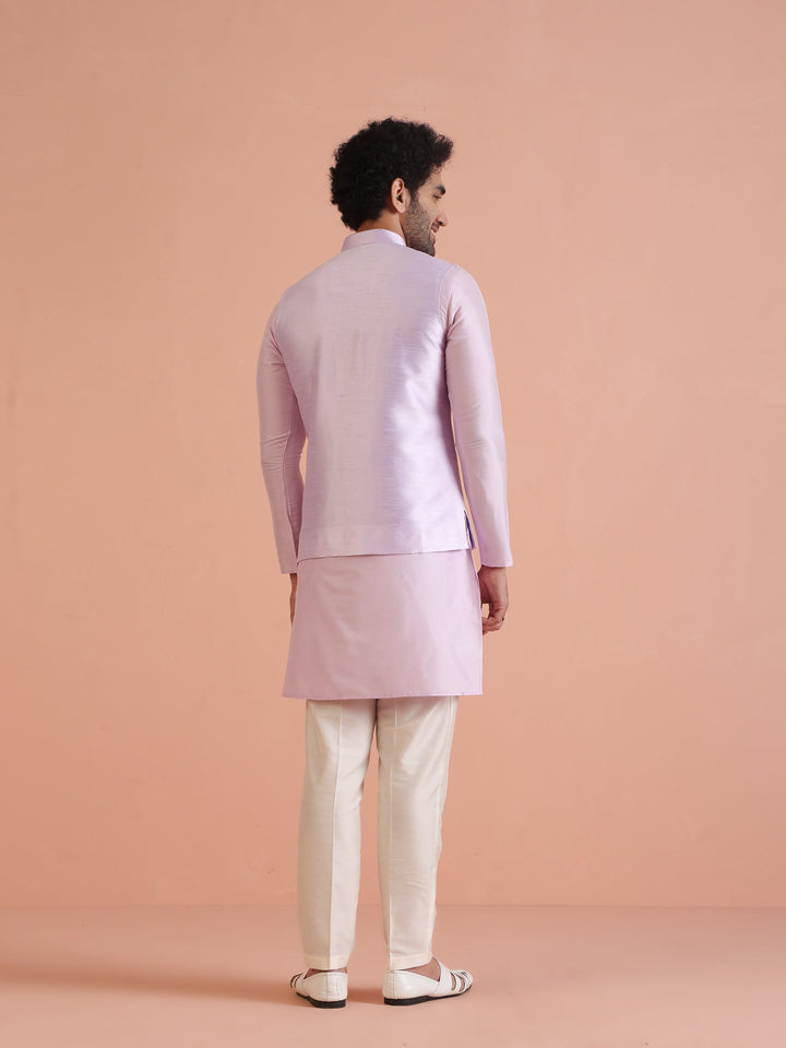 Lilac Thread Embroidered Nehru Jacket For Men | SHOBITAM