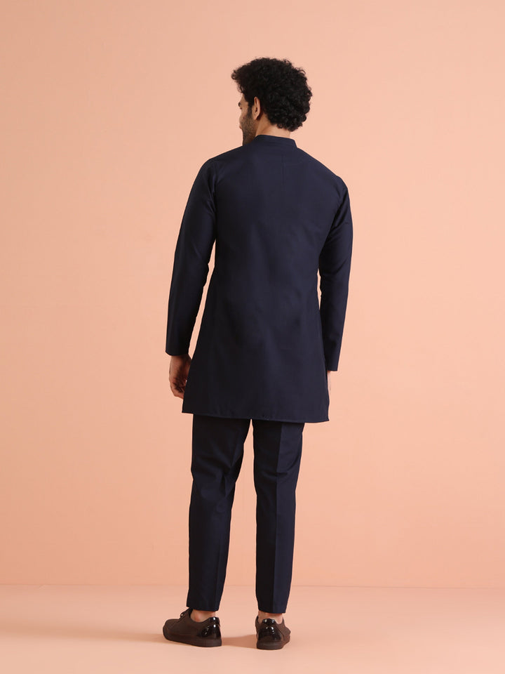 Elegant Navy Blue Plain Kurta | SHOBITAM