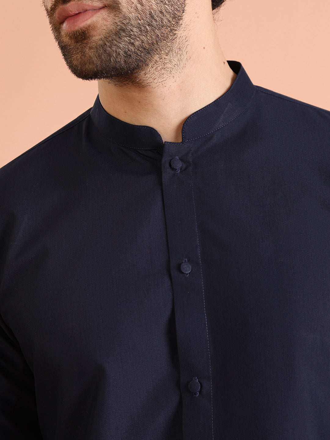 Elegant Navy Blue Plain Kurta | SHOBITAM