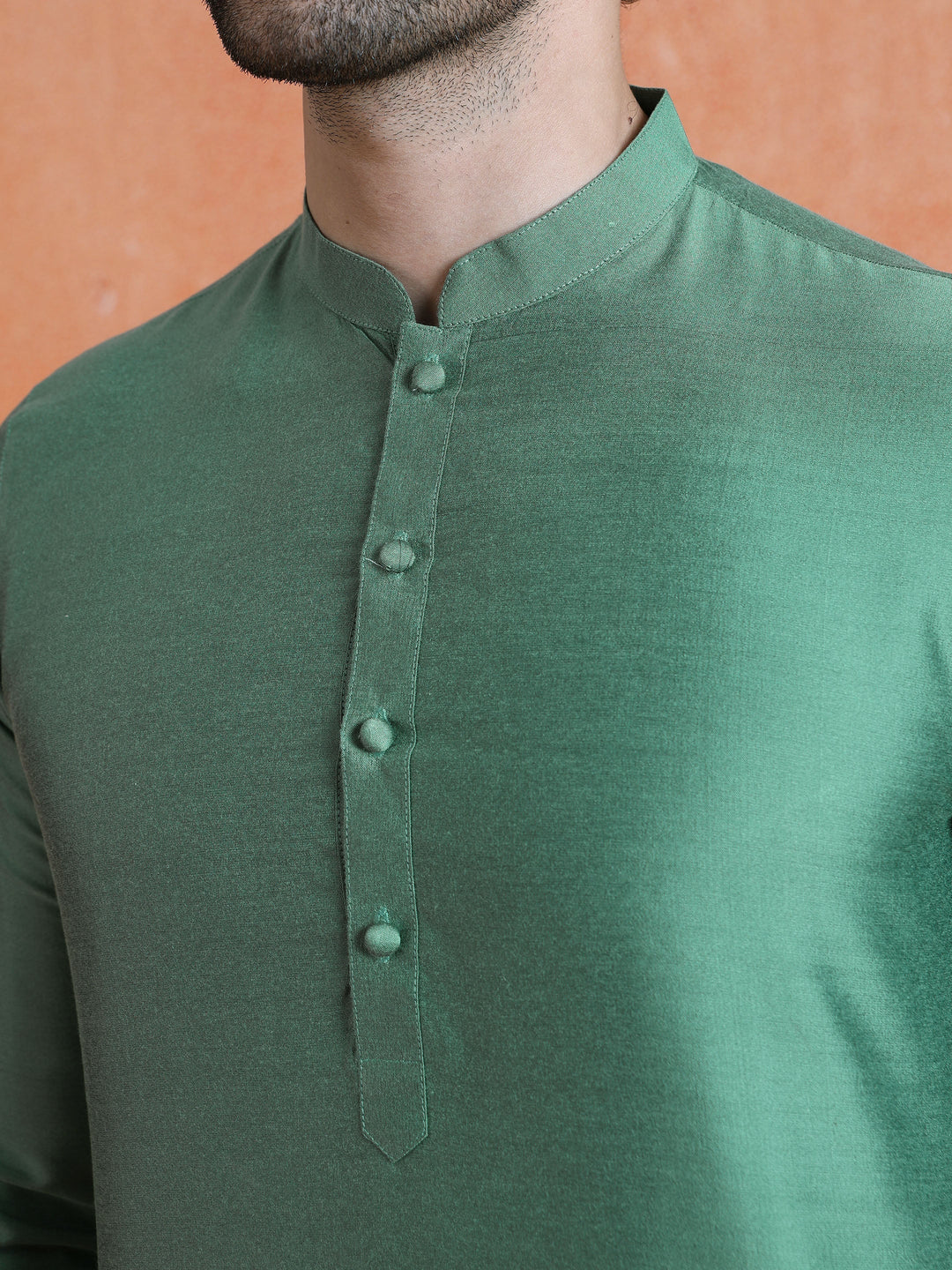 Sage Cotton Blend Solid Plain Kurta | SHOBITAM