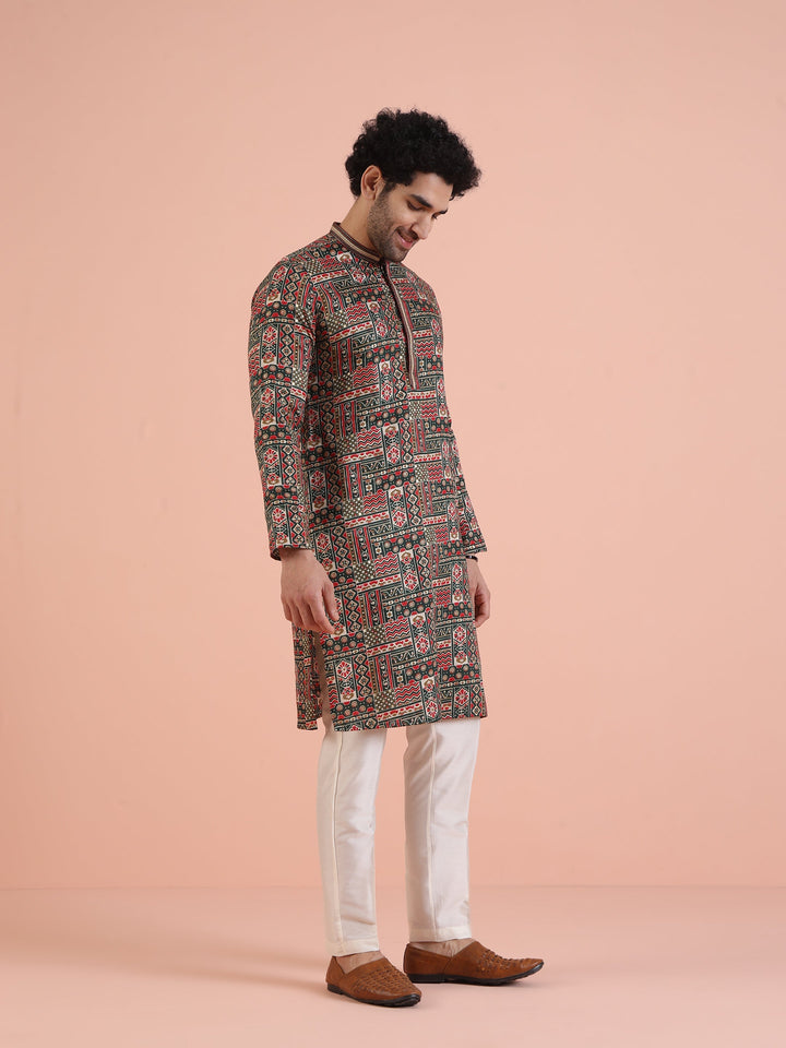 Multicolor Printed Silk Blend Kurta | SHOBITAM