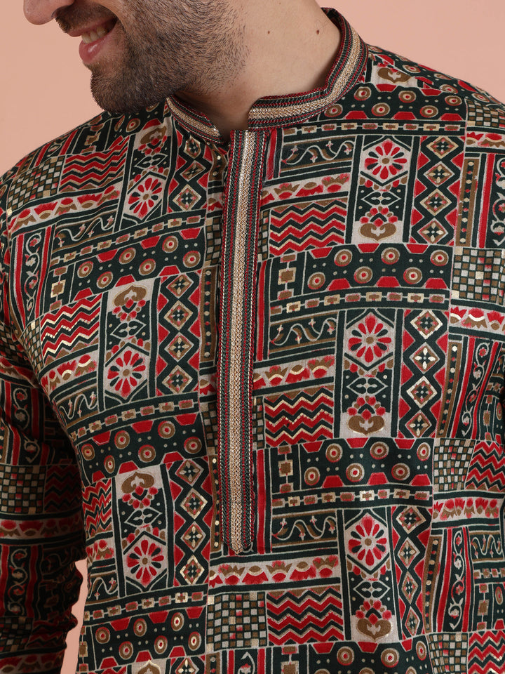 Multicolor Printed Silk Blend Kurta | SHOBITAM