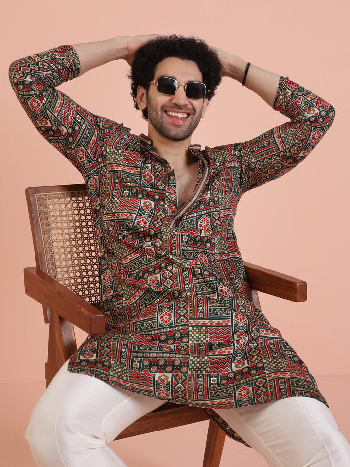 Multicolor Printed Silk Blend Kurta | SHOBITAM