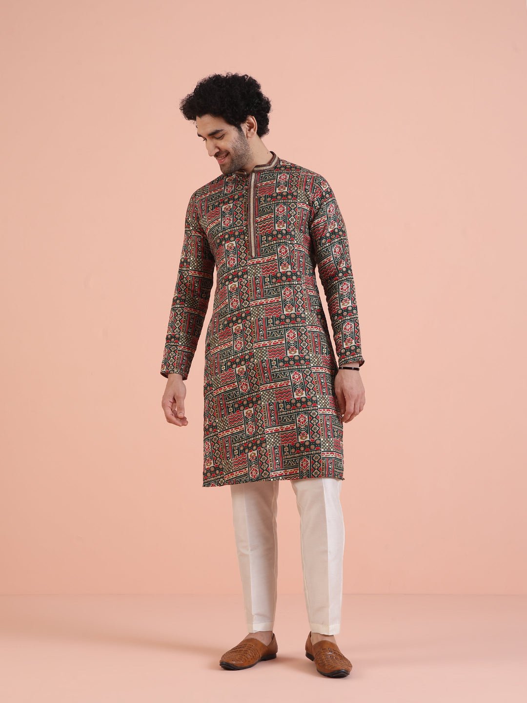Multicolor Printed Silk Blend Kurta | SHOBITAM