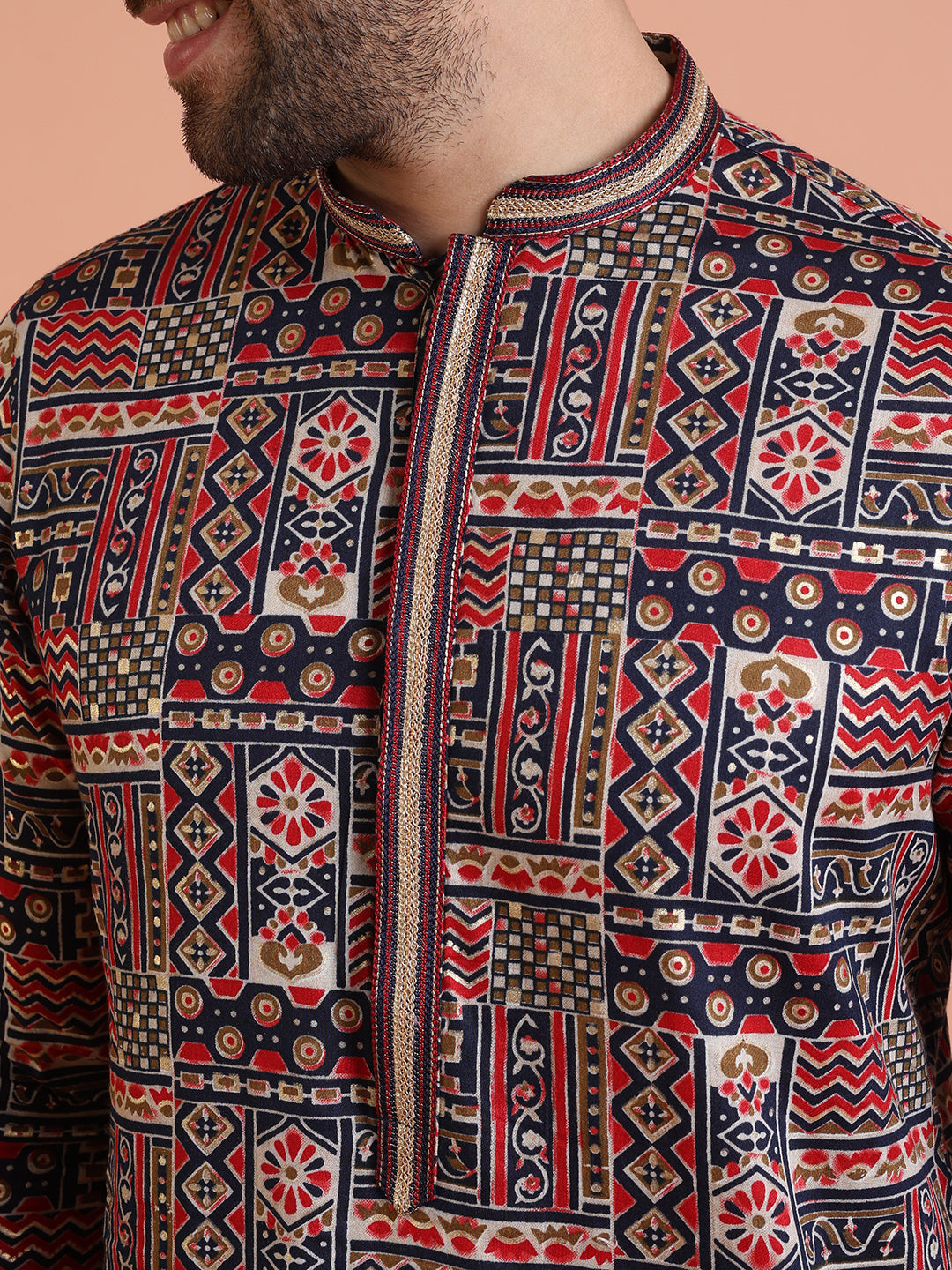 Multicolour Printed Silk Blend Kurta | SHOBITAM
