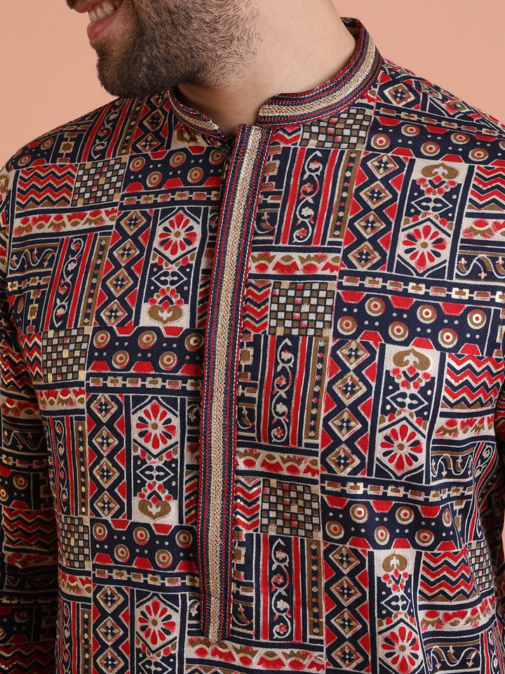 Multicolour Printed Silk Blend Kurta | SHOBITAM