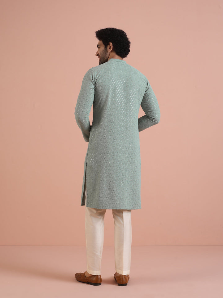 Mint Green Printed Sequinned Kurta | SHOBITAM