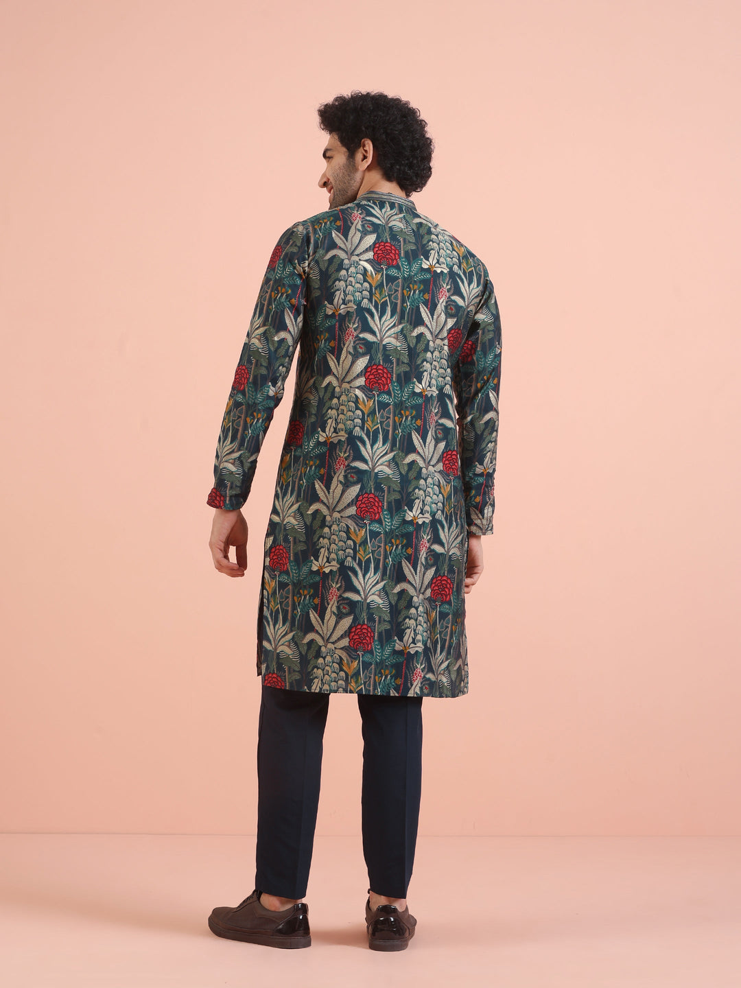 Multicolor Botanical Printed Silk Blend Kurta  | SHOBITAM