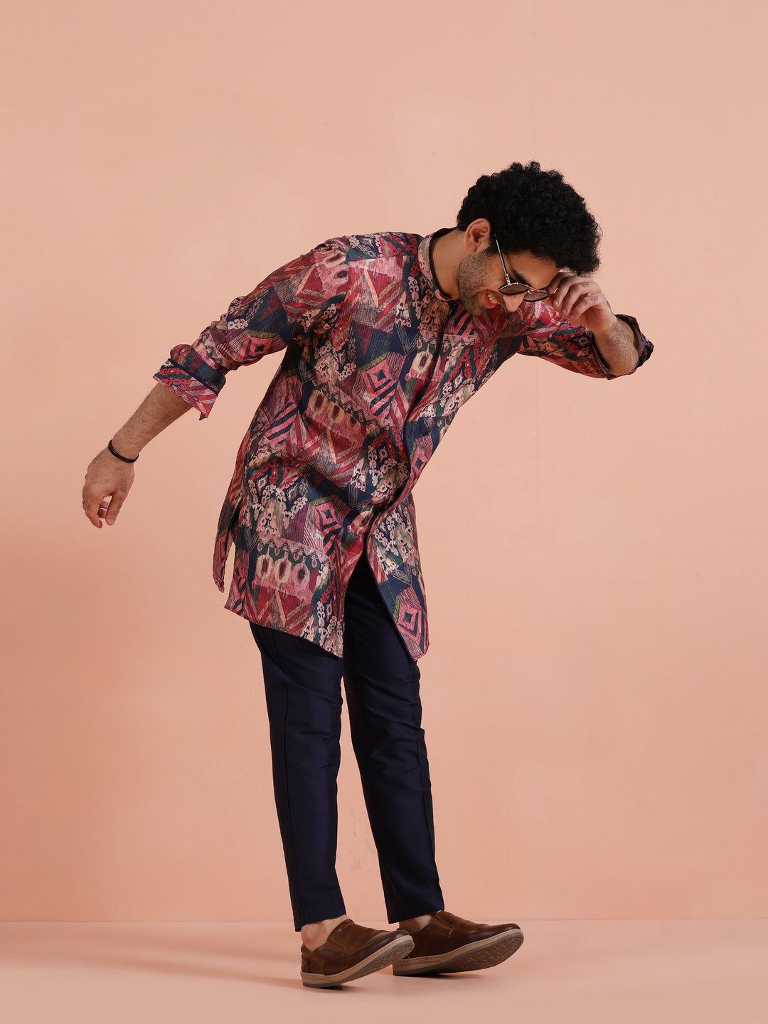 Multicolor Geometric Printed Mid Kurta | SHOBITAM