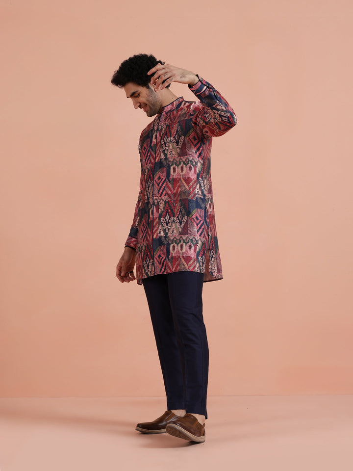 Multicolor Geometric Printed Mid Kurta | SHOBITAM