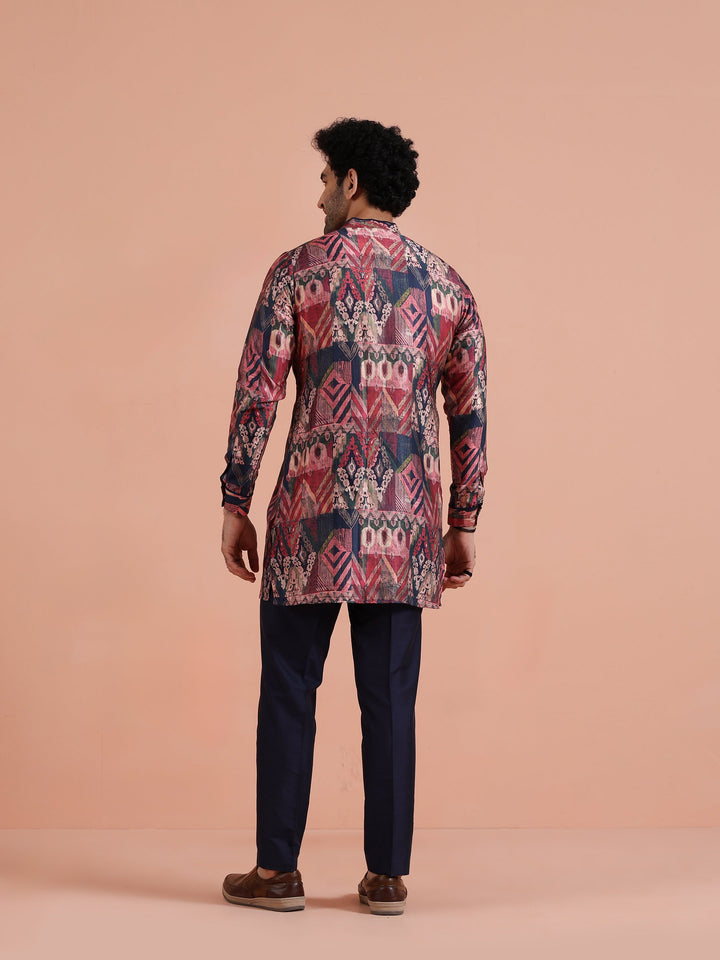 Multicolor Geometric Printed Mid Kurta | SHOBITAM