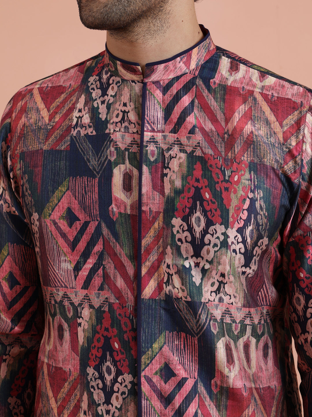 Multicolor Geometric Printed Mid Kurta | SHOBITAM
