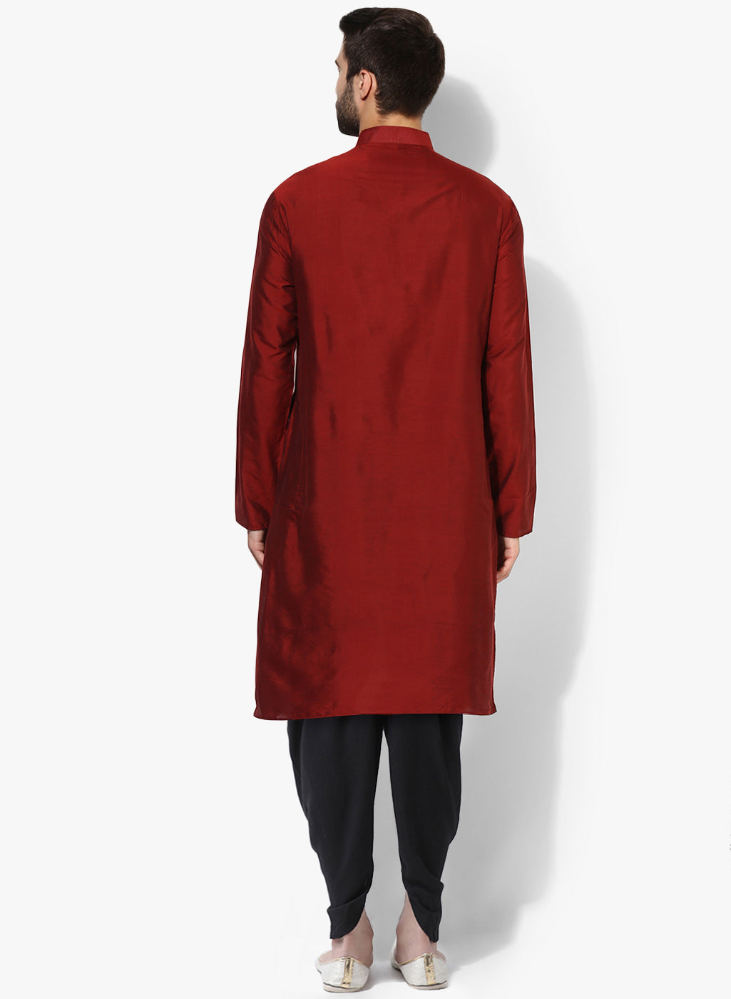Red  Blend Solid Long Kurta | SHOBITAM