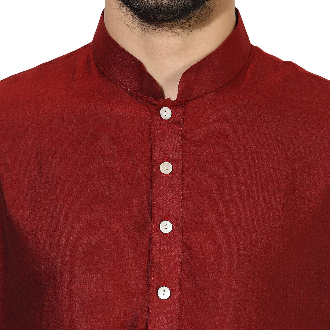 Red  Blend Solid Long Kurta | SHOBITAM