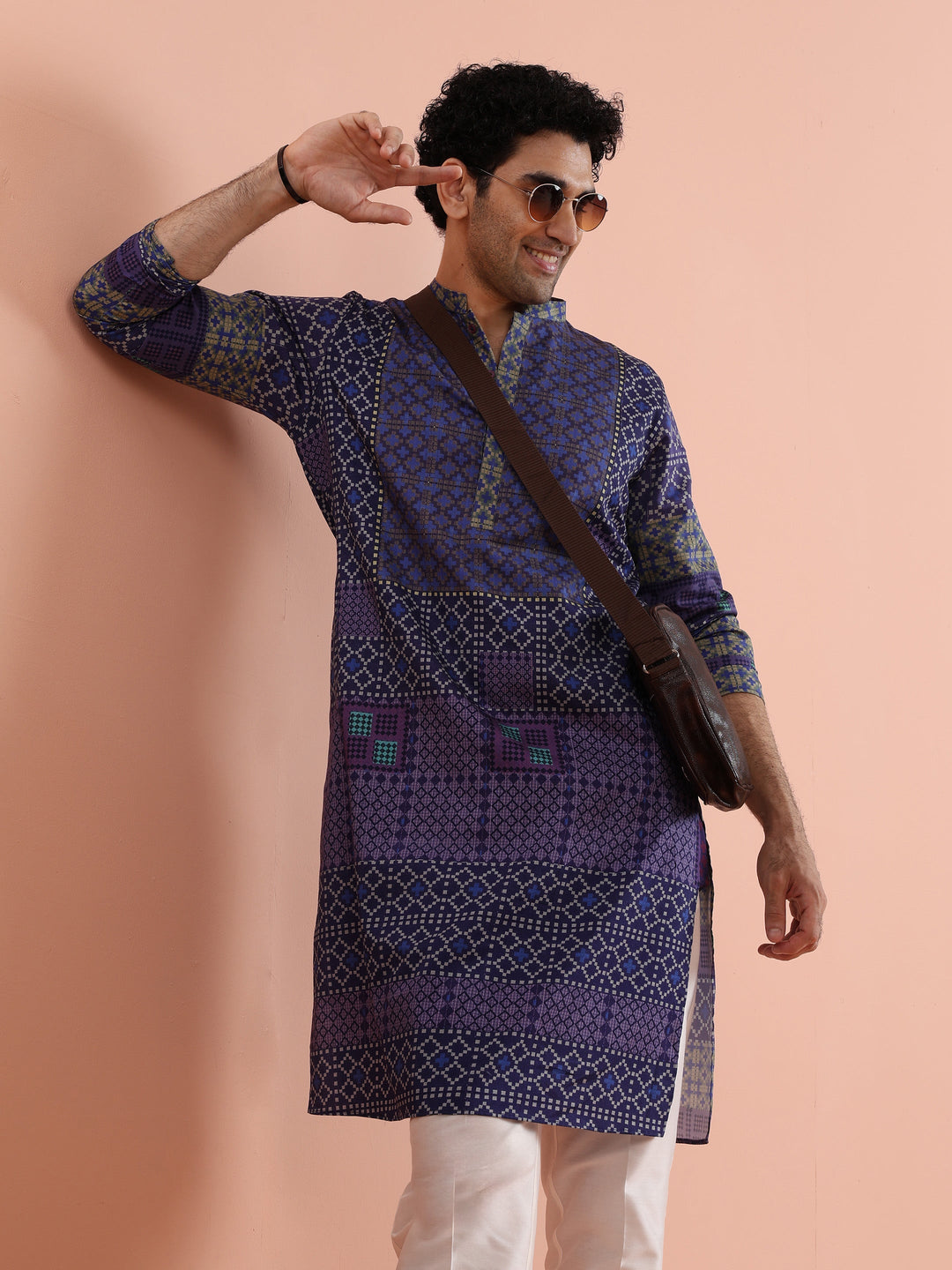 Blue Geometric Printed Kurta | SHOBITAM