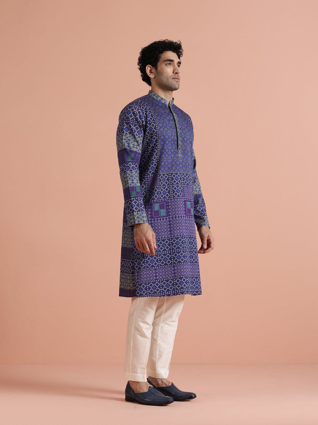 Blue Geometric Printed Kurta | SHOBITAM
