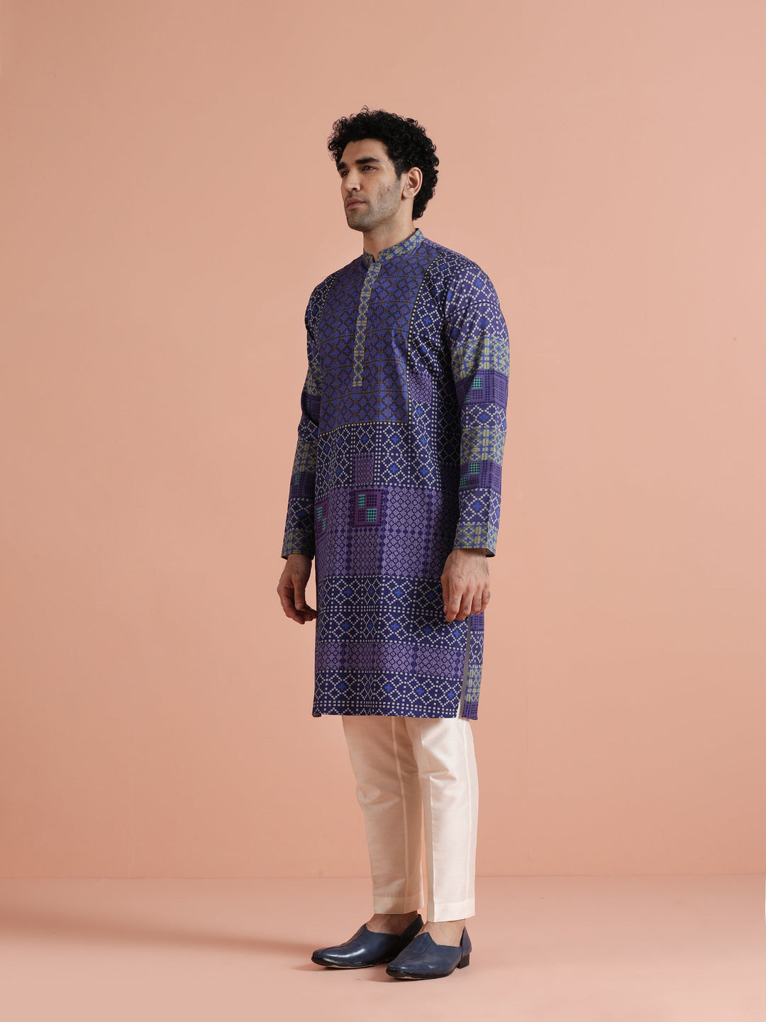 Blue Geometric Printed Kurta | SHOBITAM