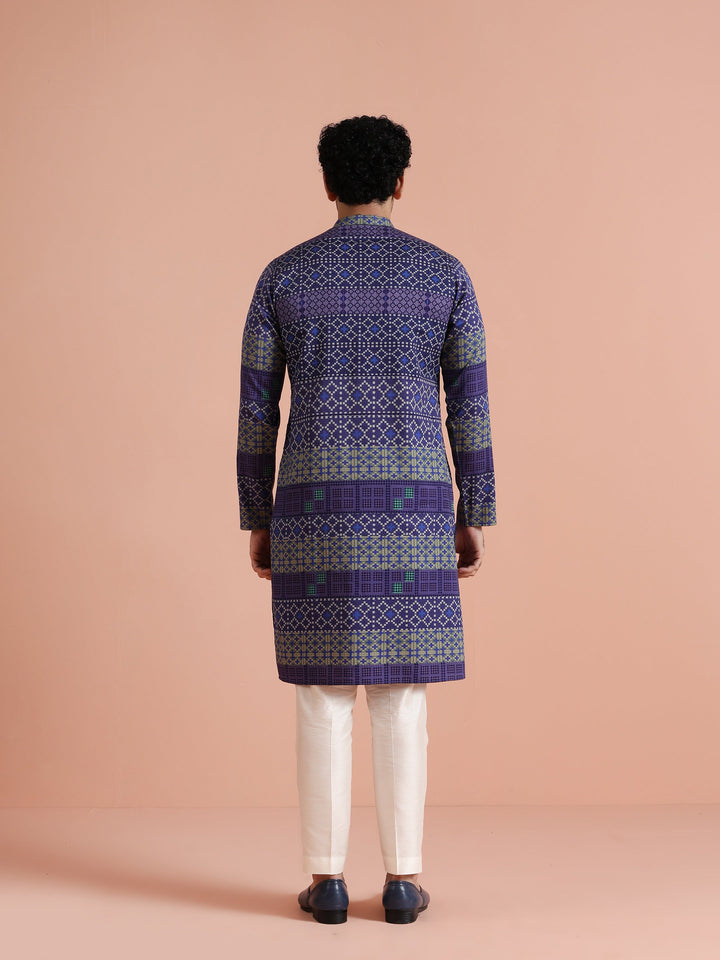 Blue Geometric Printed Kurta | SHOBITAM