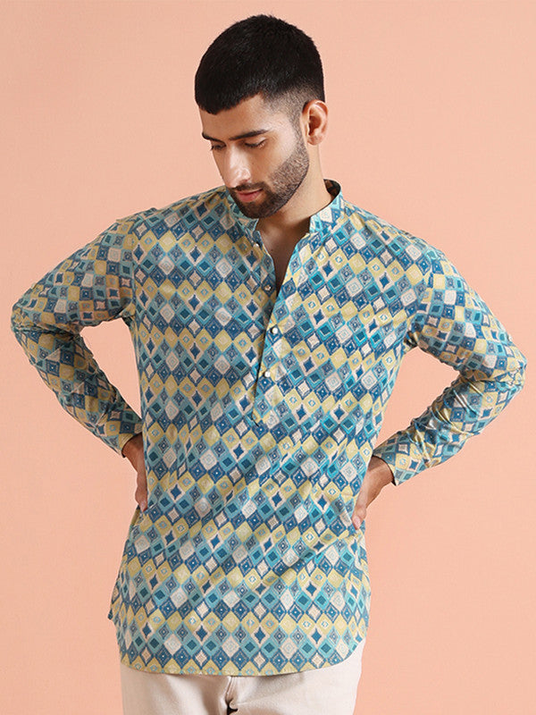 Multicolor Geometric Printed Short Kurta | SHOBITAM