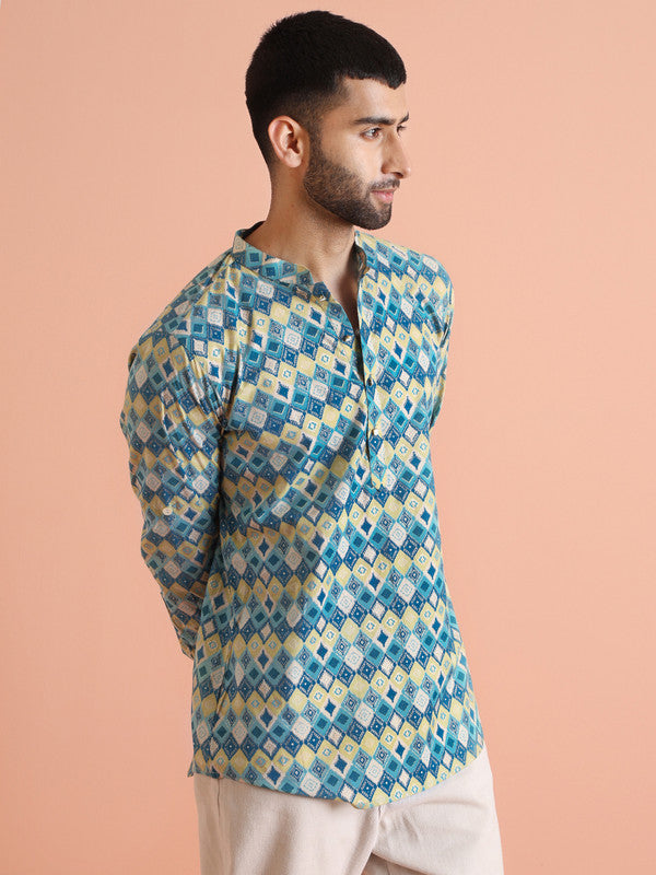 Multicolor Geometric Printed Short Kurta | SHOBITAM