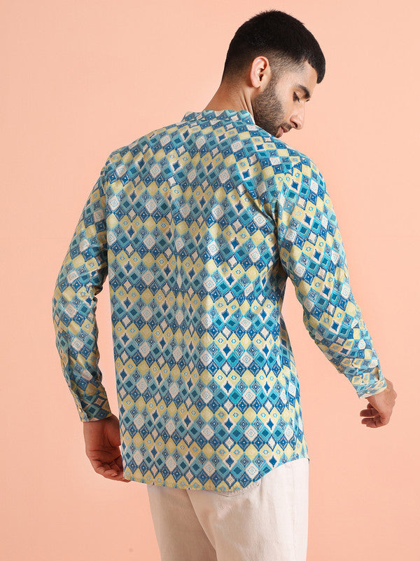 Multicolor Geometric Printed Short Kurta | SHOBITAM