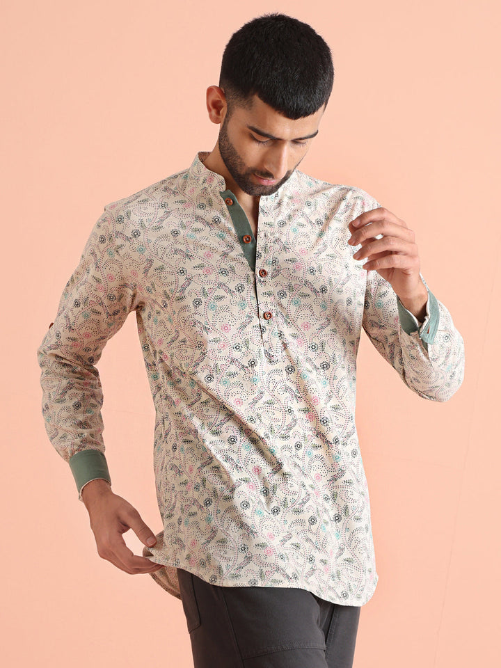 Multi Color Cotton Printed Short Kurta | SHOBITAM