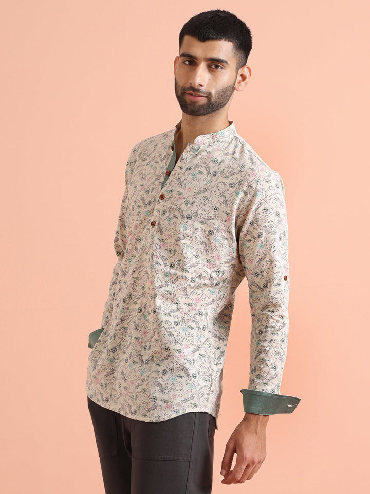 Multi Color Cotton Printed Short Kurta | SHOBITAM