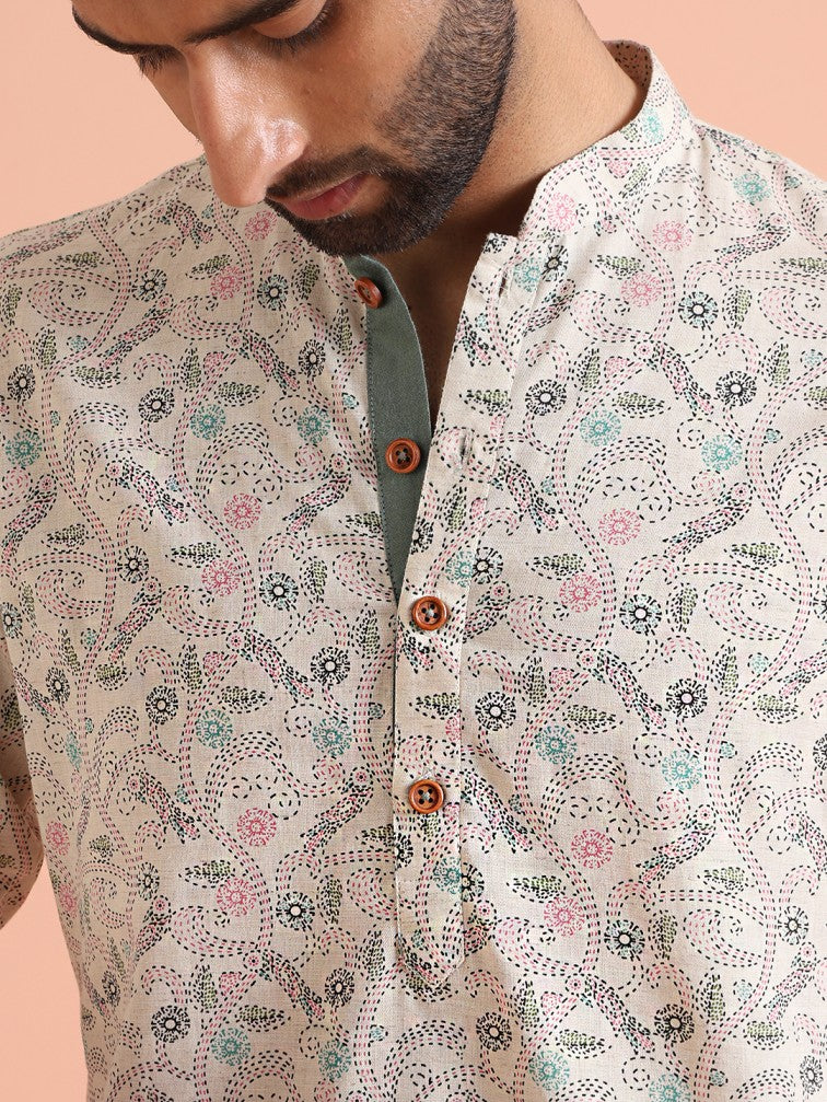 Multi Color Cotton Printed Short Kurta | SHOBITAM