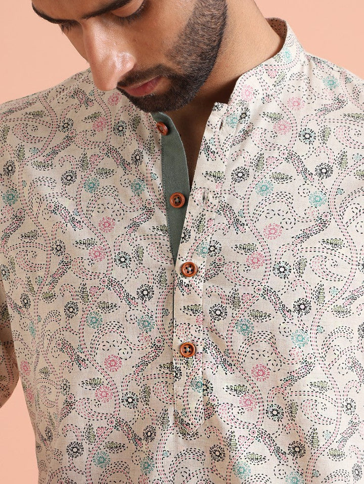 Multi Color Cotton Printed Short Kurta | SHOBITAM
