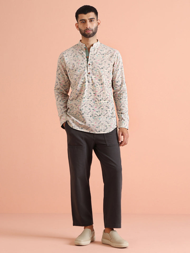 Multi Color Cotton Printed Short Kurta | SHOBITAM