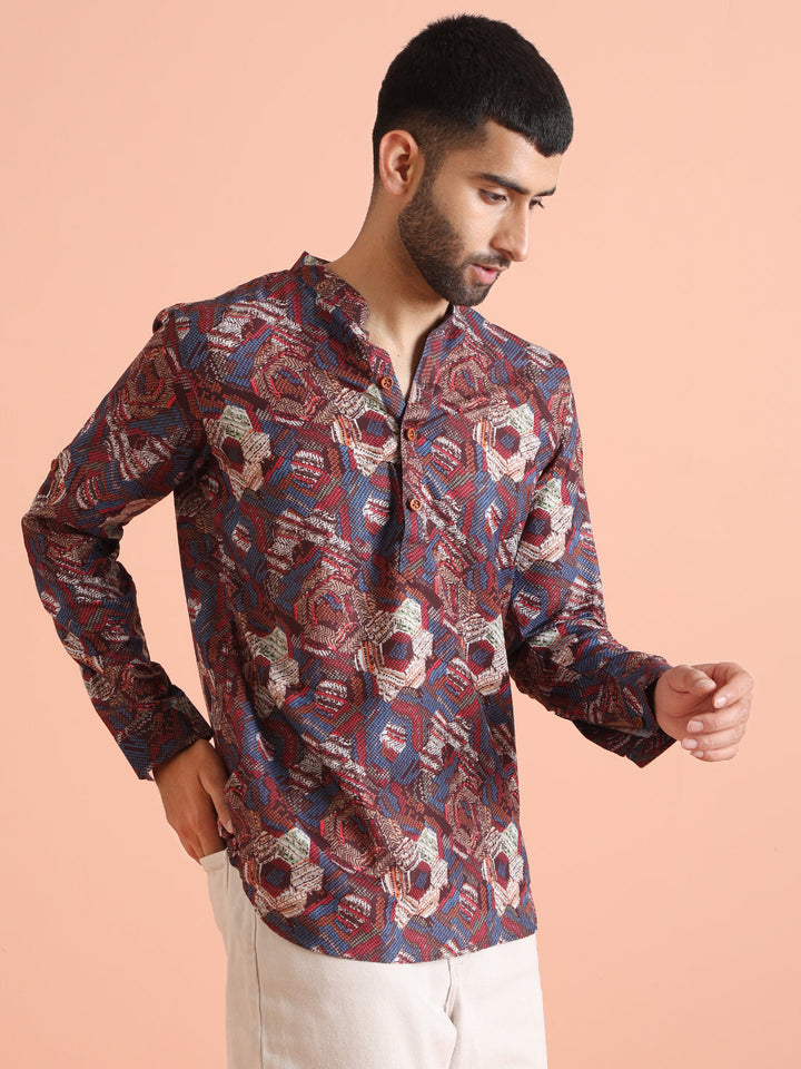 Multicolor Geometric Printed Kurta | SHOBITAM