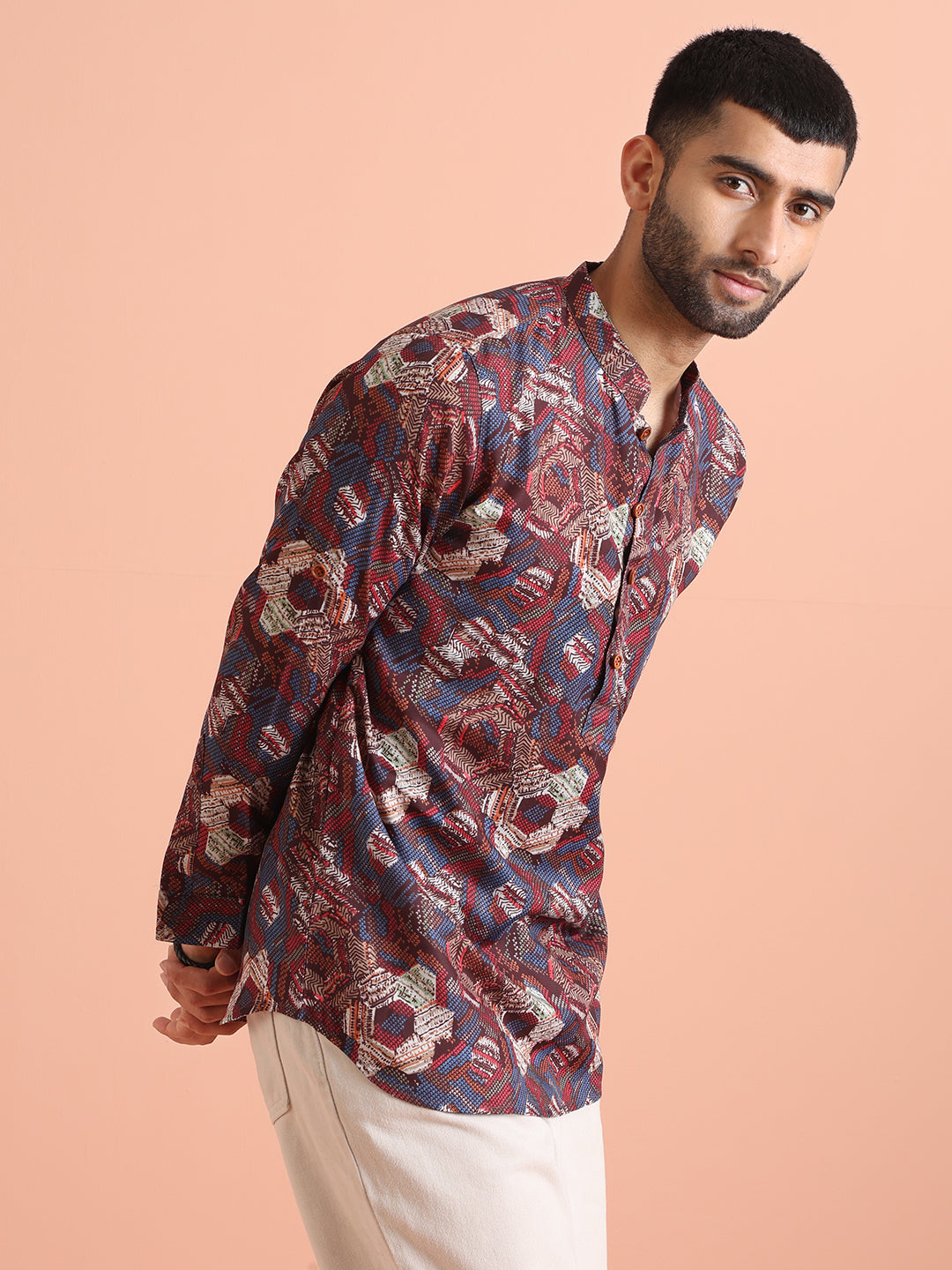 Multicolor Geometric Printed Kurta | SHOBITAM