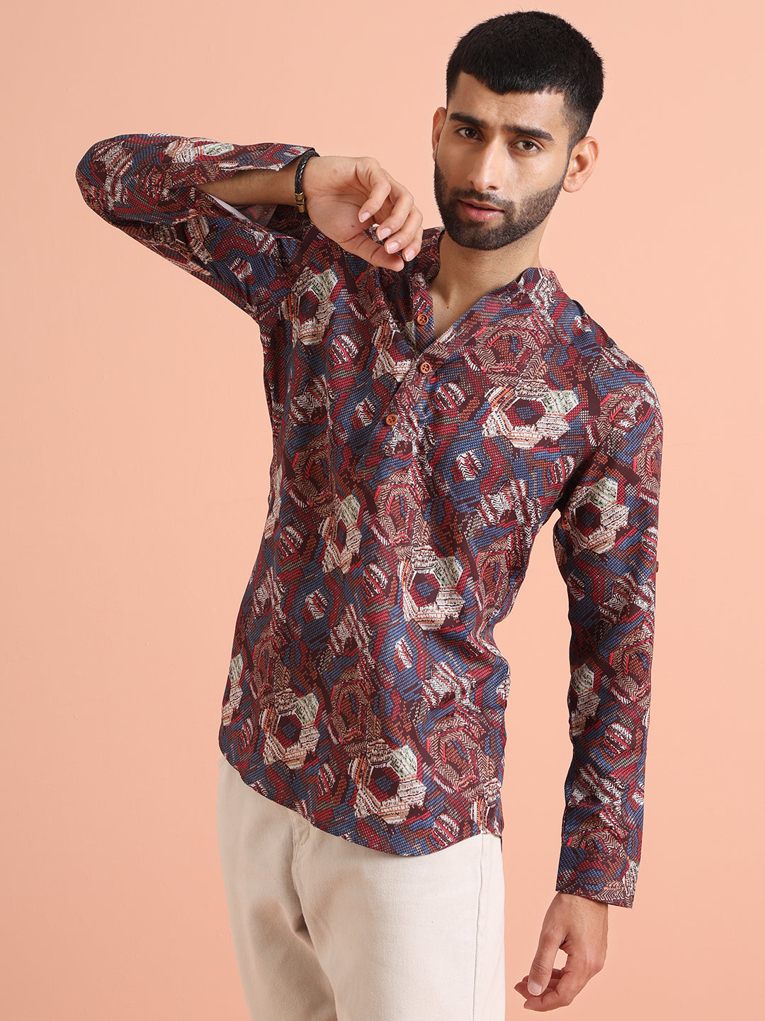 Multicolor Geometric Printed Kurta | SHOBITAM