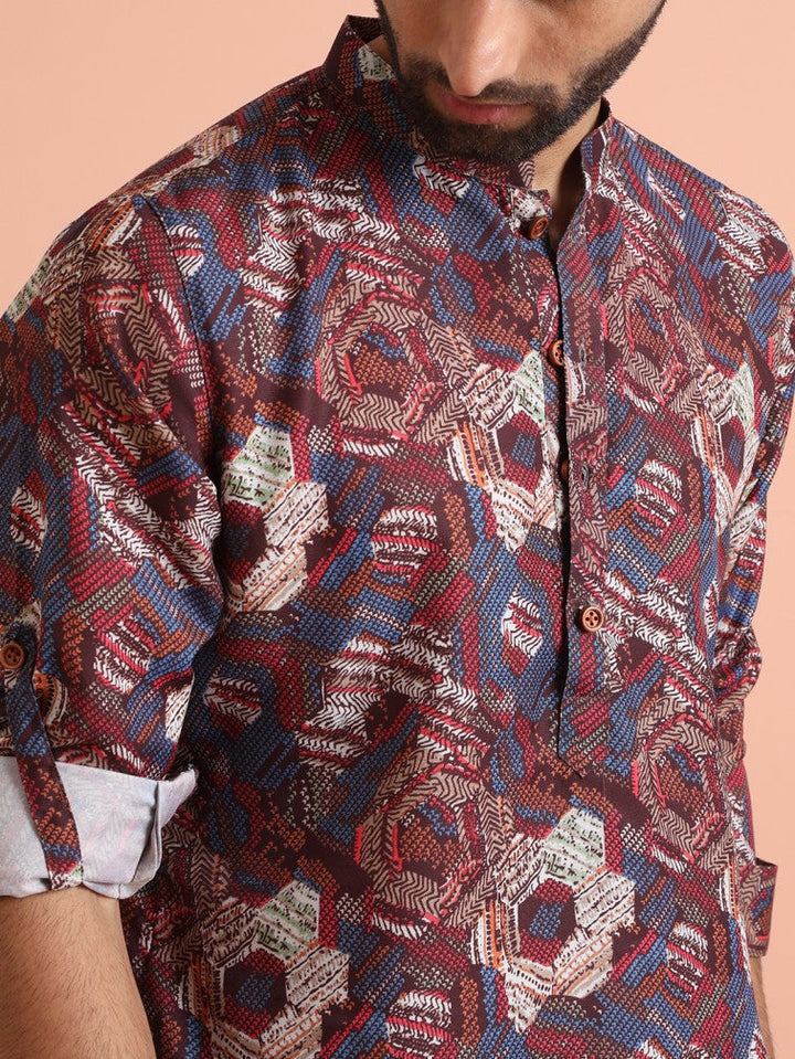 Multicolor Geometric Printed Kurta | SHOBITAM