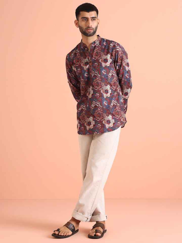 Multicolor Geometric Printed Kurta | SHOBITAM