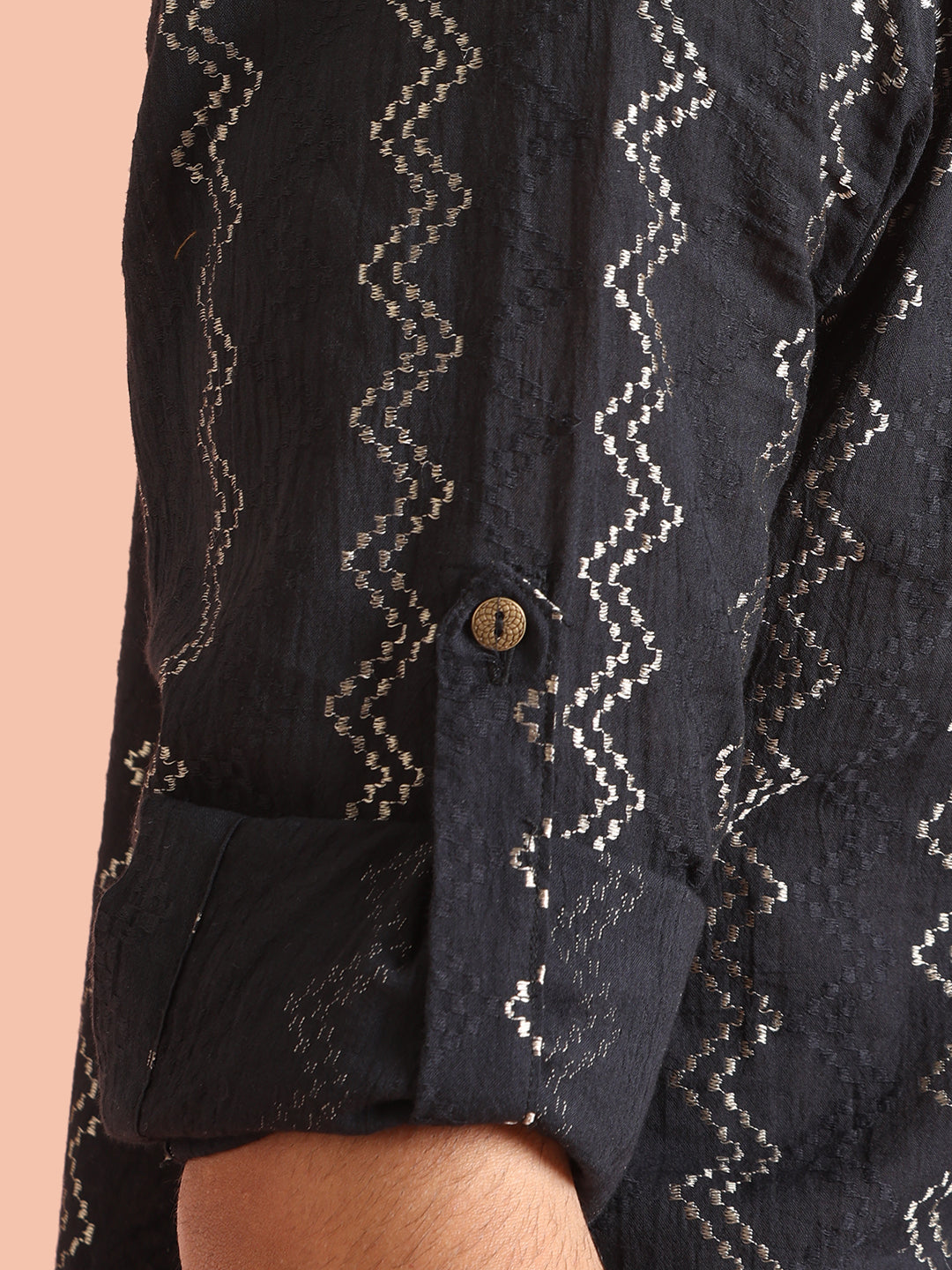 Black Silk Blend Metallic Short Kurta | SHOBITAM