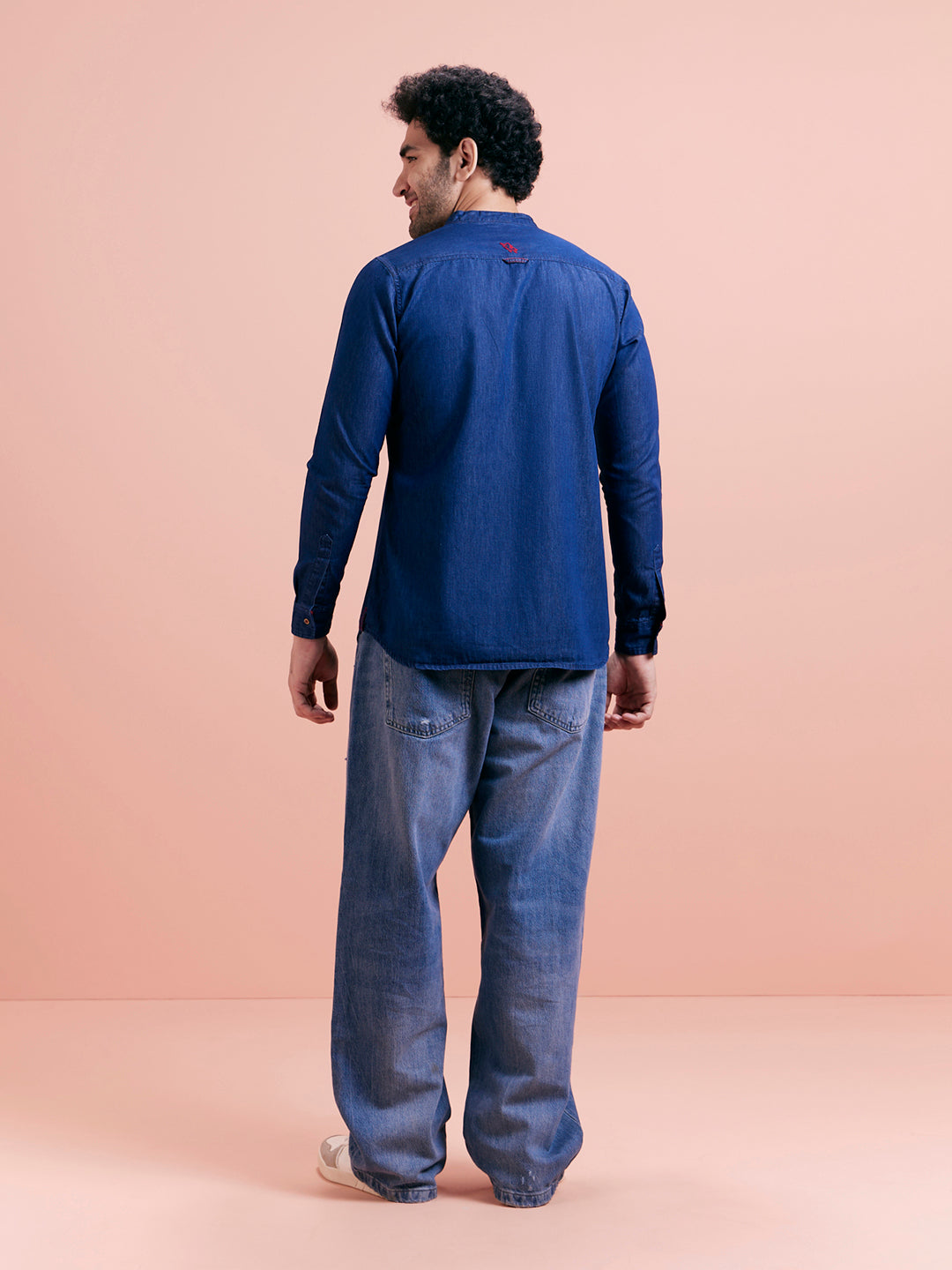 Blue Denim Zipper Short Kurta | SHOBITAM