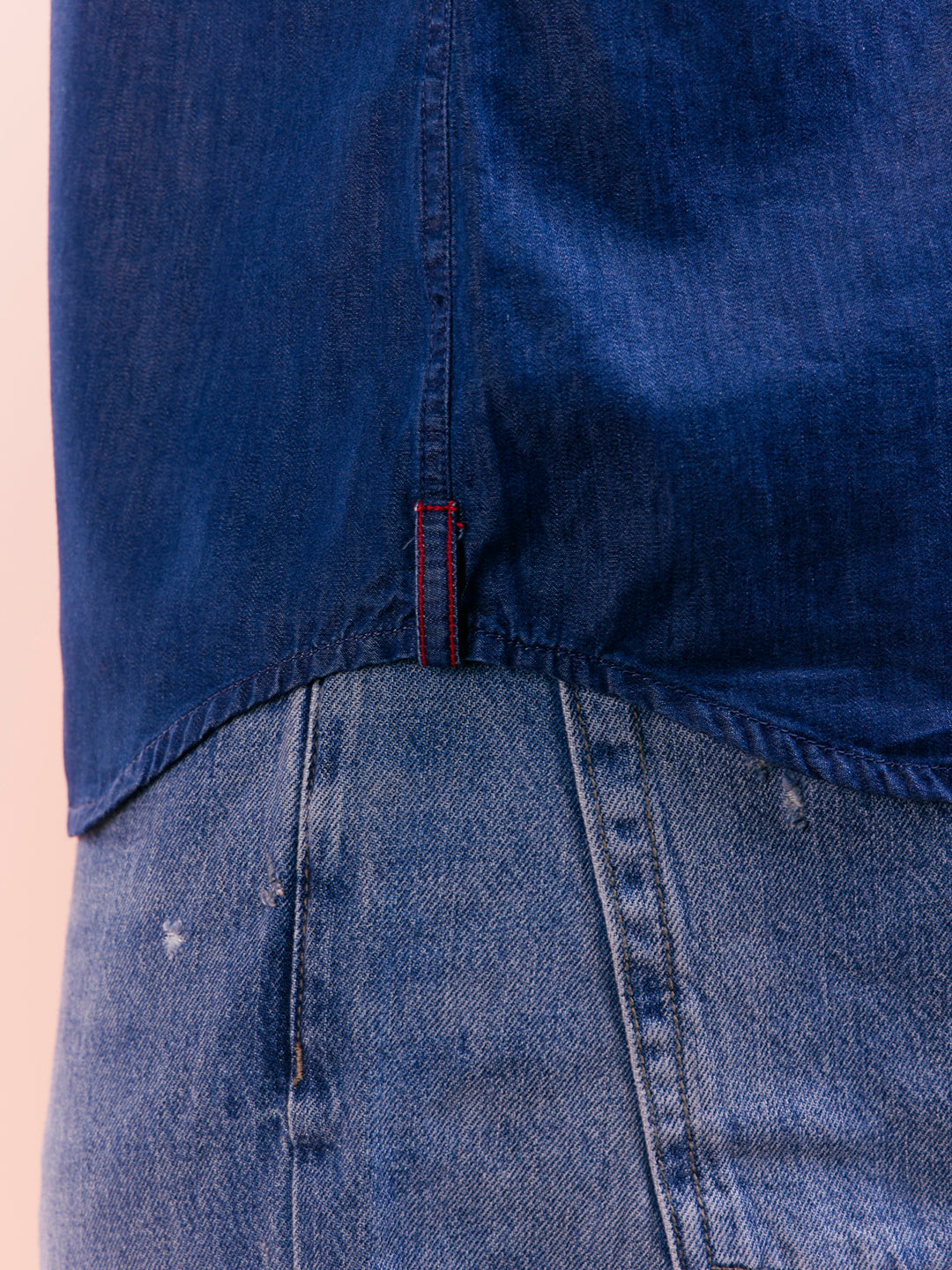 Blue Denim Zipper Short Kurta | SHOBITAM