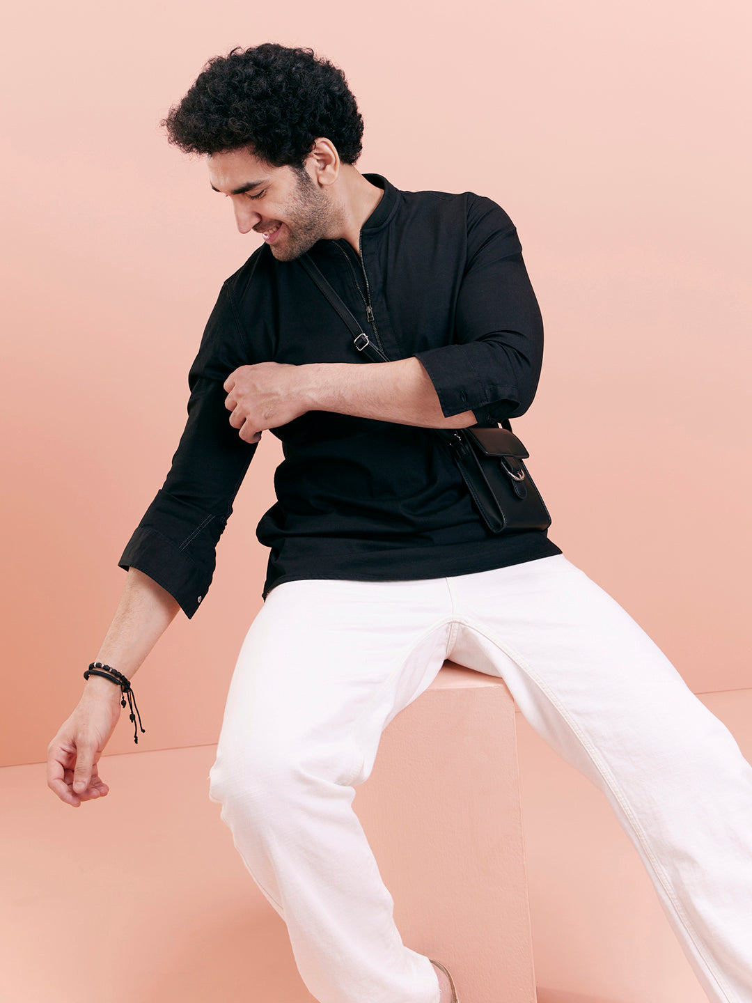 Black Denim Short Kurta | SHOBITAM