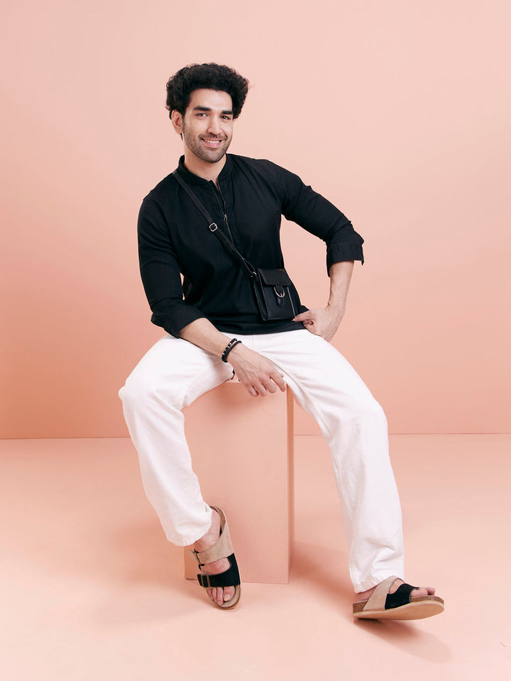 Black Denim Short Kurta | SHOBITAM