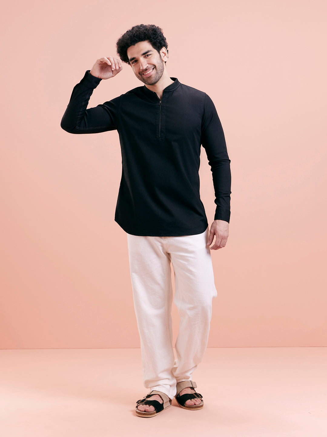 Black Denim Short Kurta | SHOBITAM
