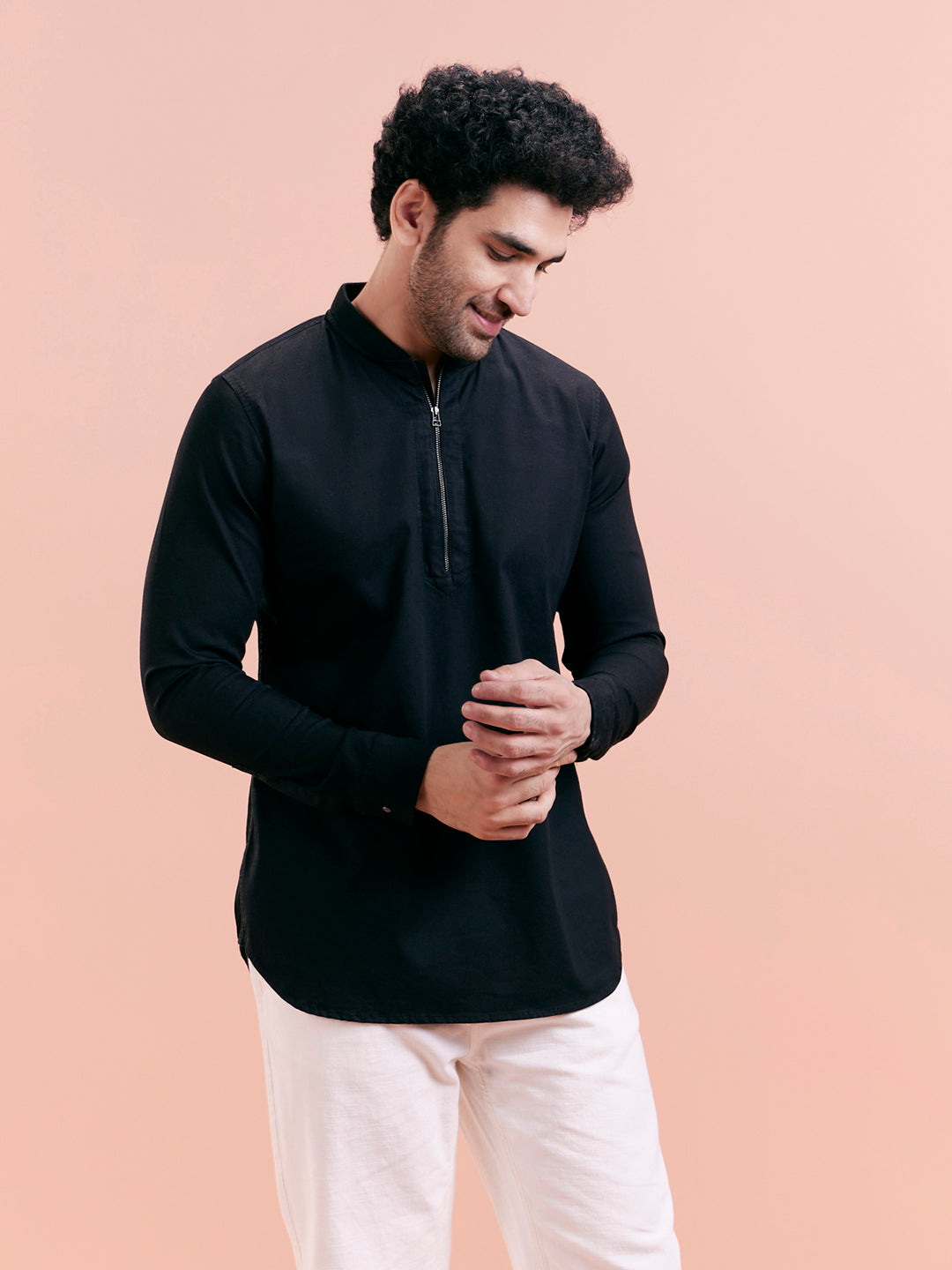 Black Denim Short Kurta | SHOBITAM